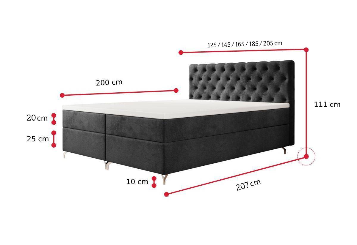 FESTER 2 kárpitozott boxspring ágy - ROZMEROVKA - 3