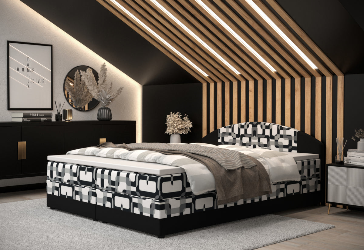 Kárpitozott boxspring ágy ORAN - ARANZ - 1