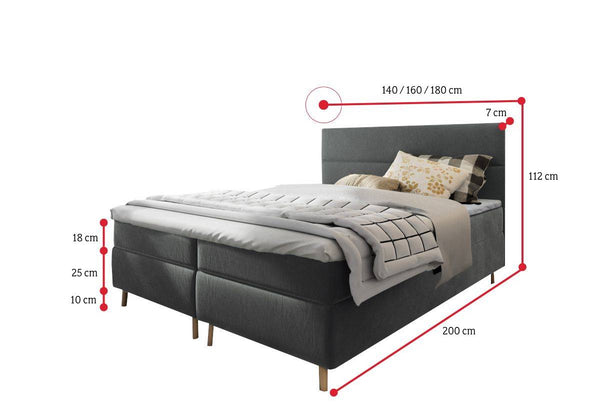 LANTA kárpitozott boxspring ágy - ROZMEROVKA - 1
