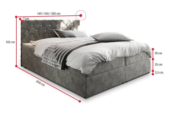 IRANA kárpitozott boxspring ágy - ROZMEROVKA - 1