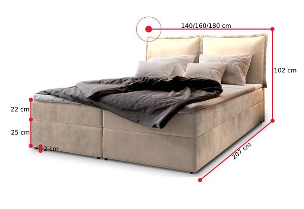 LINTO boxspring kárpitozott ágy - ROZMEROVKA - 1