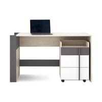 REMAR íróasztal konténerrel, 130x76x55, tölgy Wilton/fehér/antracit -  - 0