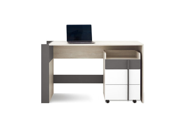 REMAR íróasztal konténerrel, 130x76x55, tölgy Wilton/fehér/antracit -  - 0