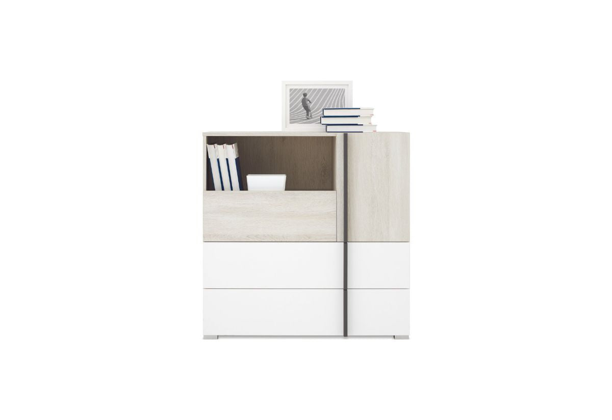 REMAR komód, 90x90x43, tölgy Wilton/fehér/antracit -  - 0