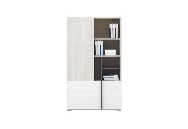REMAR 2 magas komód, 80x135x43, tölgy Wilton/fehér/antracit -  - 0