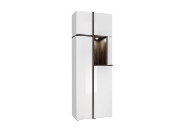 ROSA magas vitrines szekrény, 70x195x40, Hickory Jackson/feher -  - 0