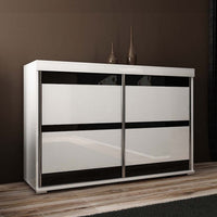 MADRID 5 komód, 120x94x45, fehér/sötét üveg -  - 0
