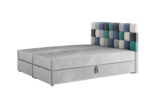 APPLE boxspring kárpitozott ágy, 180x200, itaka 14/kék -  - 0