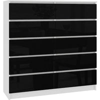 ARMARIA K160 10SZ komód, 160x121x40, fehér/magasfényű fekete -  - 0