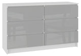 ARMARIA K140 6SZ komód, 138x77x40, fehér/magasfényű metalik -  - 0