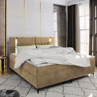 ELBE kárpitozott boxspring ágy, 140x200, trinity 04 + topper -  - 0