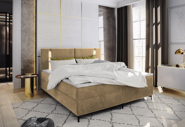 ELBE kárpitozott boxspring ágy, 140x200, trinity 04 + topper -  - 0