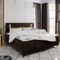 ELBE kárpitozott boxspring ágy, 140x200, trinity 08 + topper -  - 0