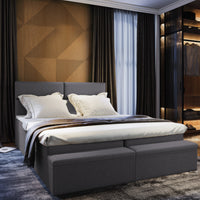 MELISA kárpitozott boxspring ágy, 140x200, sawana 05 + topper -  - 0