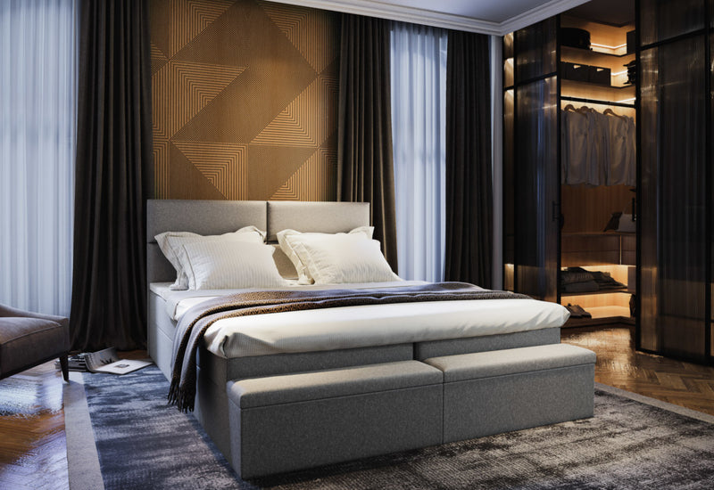 MELISA kárpitozott boxspring ágy, 140x200, sawana 21 + topper -  - 0