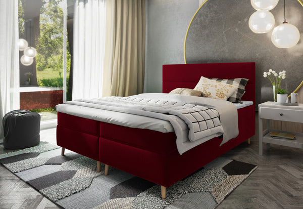CLAUS kárpitozott boxspring ágy, 140x200, kronos 02 + topper -  - 0