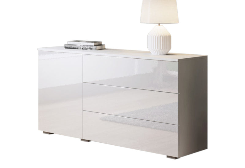 URAL 110 komód, 111x68x39, fehér/magasfényű fehér -  - 0