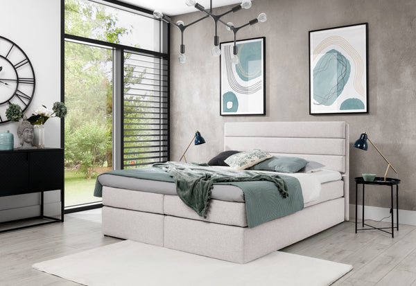 PRIMERA kárpitozott boxspring ágy + topper, 140x200, raquel 04 -  - 0