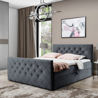 MATRAGI kárpitozott boxspring ágy + topper, 120x200, manila 19 (grafit) -  - 0