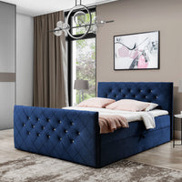 MATRAGI kárpitozott boxspring ágy + topper, 120x200, riviera 81 (granatowy) -  - 0