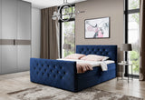 MATRAGI kárpitozott boxspring ágy + topper, 120x200, riviera 81 (granatowy) -  - 0