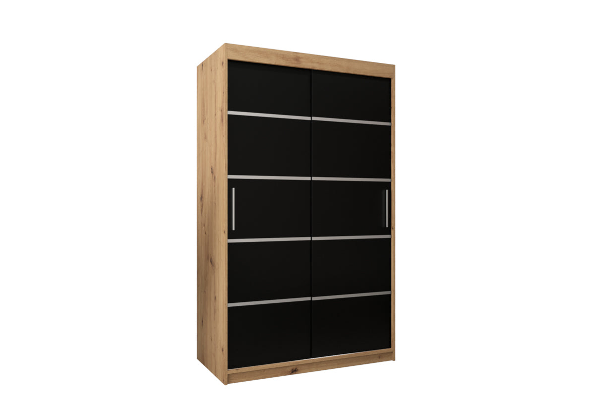 VETORA 1 120 tolóajtós szekrény, 120x200x62, dub artisan/fekete -  - 0