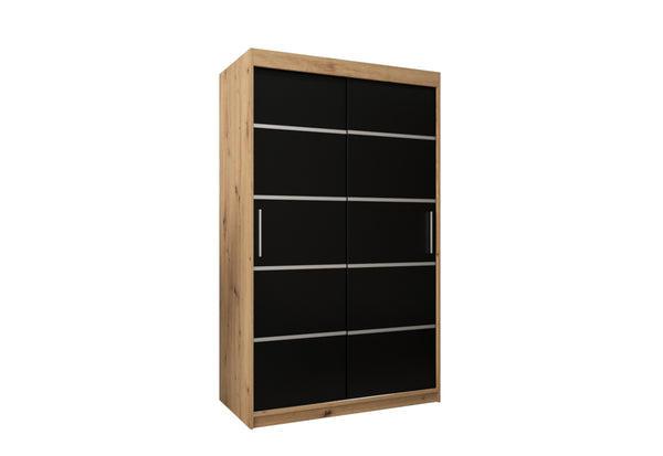 VETORA 1 120 tolóajtós szekrény, 120x200x62, dub artisan/fekete -  - 0