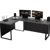 NAVI sarok számítógépasztal + tábla, 200/135x74x65, sötét beton -  - 0