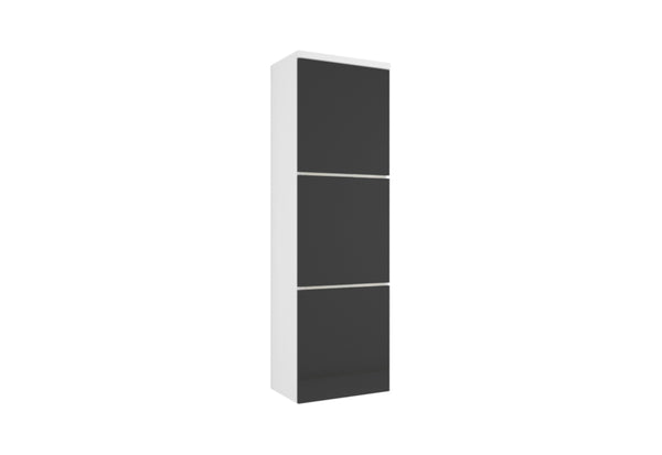 LARTO függő fürdőszobaszekrény, 30x110x31, fehér/fekete fényes -  - 0