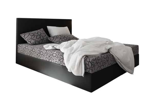 ELONA kárpitozott boxspring ágy, 140x200, flowes 83/sioux fekete -  - 0