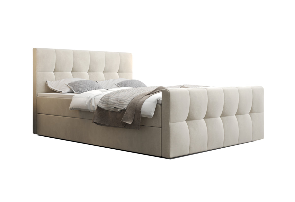HATAN kárpitozott boxspring ágy, 140x200, monolith 02 -  - 0