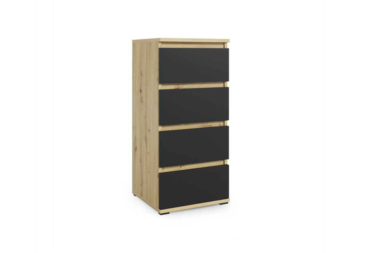 DAKKA 1 magas komód, 40x88x30, dub artisan/černý -  - 0