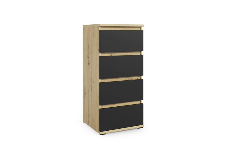 DAKKA 1 magas komód, 40x88x30, dub artisan/černý -  - 0