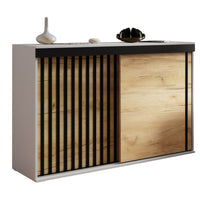 MILANY komód, 120x94x45, fehér/dub craft/fekete -  - 0