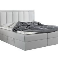 FRANIA kárpitozott boxspring ágy, 140x200, fehér öko-bőr -  - 0
