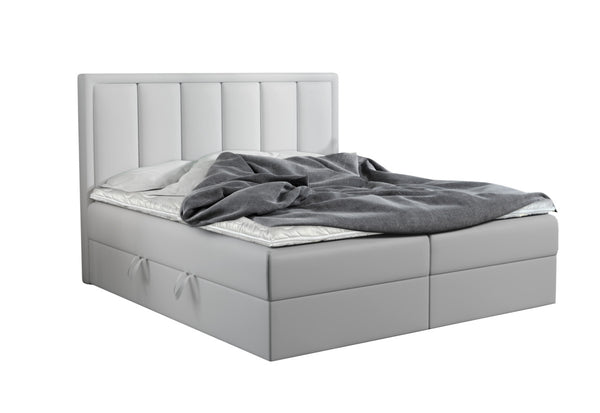 FRANIA kárpitozott boxspring ágy, 140x200, fehér öko-bőr -  - 0