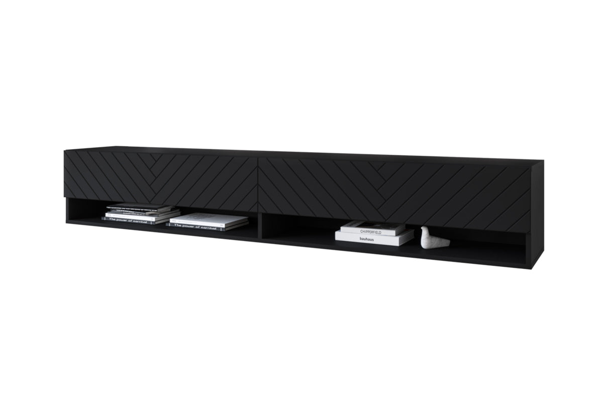 MENDES A 3 TV asztal, 180x30x31, fekete/jodelka, LED nélkül -  - 0