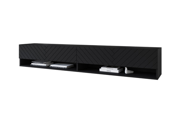 MENDES A 3 TV asztal, 180x30x31, fekete/jodelka, LED nélkül -  - 0