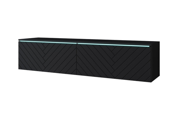 MENDES D 2 TV asztal, 140x30x33, fekete/jodelka, LED nélkül -  - 0