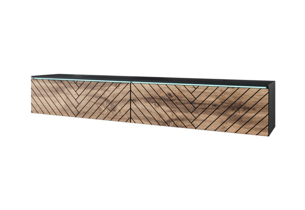 MENDES D 4 TV asztal, 180x30x33, fekete/tölgy wotan, LED nélkül -  - 0