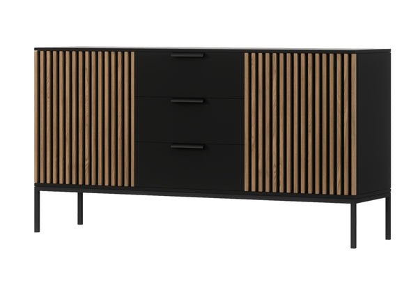 RATINA komód, 150x80x40, artisan tölgy/fekete matt -  - 0