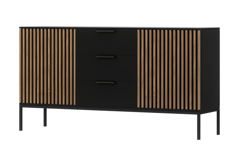 RATINA komód, 150x80x40, artisan tölgy/fekete matt -  - 0