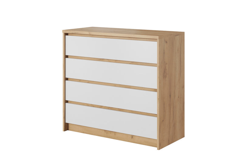 LOXEN komód, 92,6x90x40,5, fehér/tölgy kraft arany -  - 0