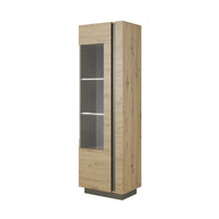 ARMONA vitrines szekrény + LED világítás, 60x193,5x40, tölgy artisan/grafit -  - 0