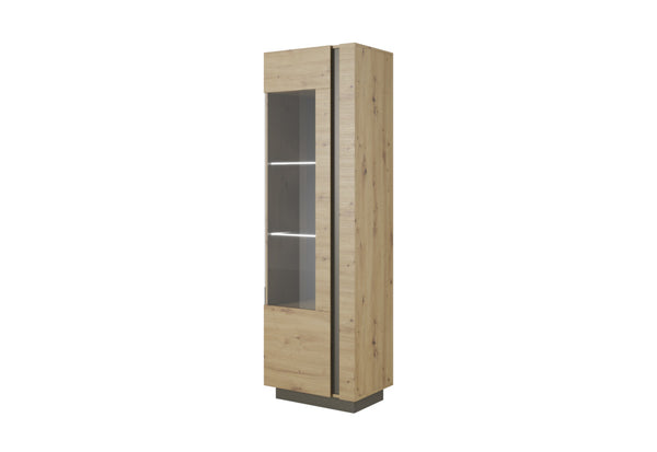 ARMONA vitrines szekrény + LED világítás, 60x193,5x40, tölgy artisan/grafit -  - 0