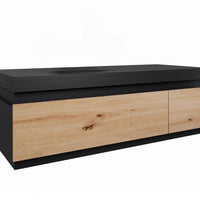 SELAH fürdőszoba szekrény a mosdó alatt, 110x36x45, Lefkas tölgy/fekete -  - 0