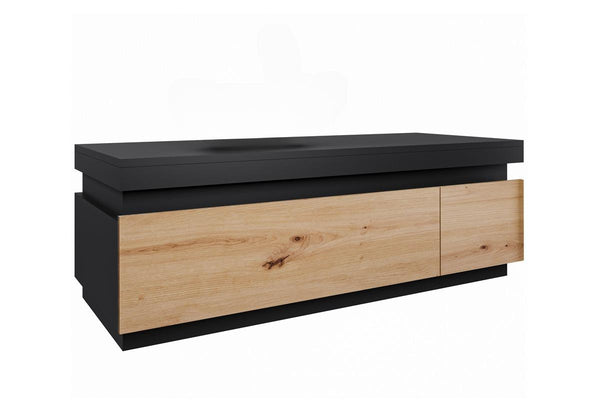SELAH fürdőszoba szekrény a mosdó alatt, 110x36x45, Lefkas tölgy/fekete -  - 0