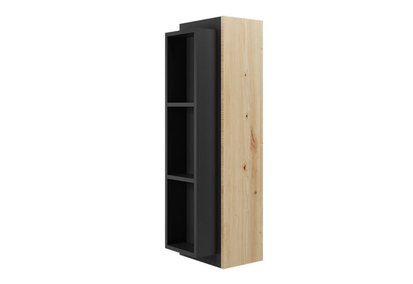 KADIRA függő fürdőszoba szekrény, 30x100x30, Lefkas tölgy/fekete -  - 0