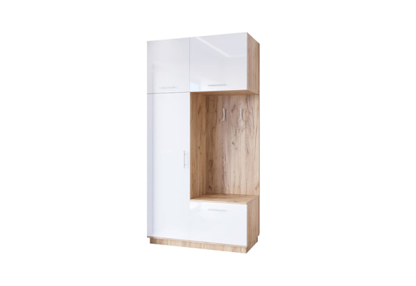 LOMIR 3 120 előszoba összeállítás, 120x240x60, tölgy craft/fehér fényes -  - 0