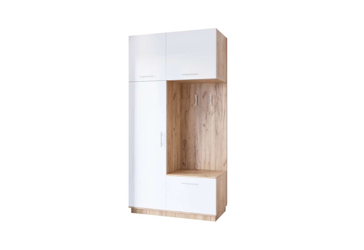 LOMIR 3 120 előszoba összeállítás, 120x240x60, tölgy craft/fehér -  - 0